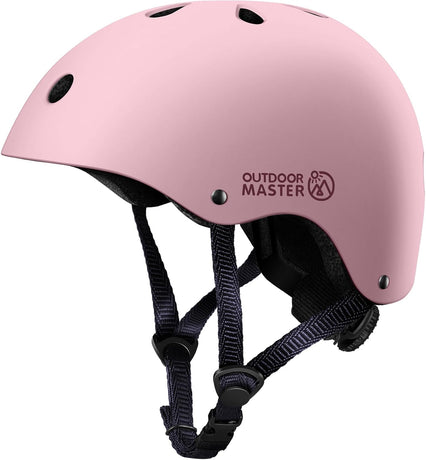 OutdoorMaster Youth & Kids Bike Helmet - Adjustable Multi-Sports Skateboard Helmet with Removable Liners for Balance Bike, Toddler Scooter, One Wheel Hoverboard-Light Pink-Small