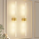 Gold Battery Operated Wall Sconce Set of 2, Rechargeable Wireless Wall Lights with Remote and Touch, 360° Rotatable Sconces Wall Decor for Bedroom Living Room (31.49 Inch, 2-Pack)
