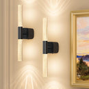 Battery Operated Wall Sconce Set of 2 Black Rechargeable Crystal Sconce Wall Decor Set of 2 with 12000mAh 16" CCT Dimmable 350° Rotate Remote Wireless Wall Light for Bedroom Living Room