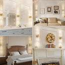 Battery Operated Wall Sconce Set of 2 Rechargeable Battery Powered Wall Light with 12000mAh Wireless Dimmable Wall Lamp Fixtures for Bedroom Living Room (Brushed Gold, 16"-2 Pack)