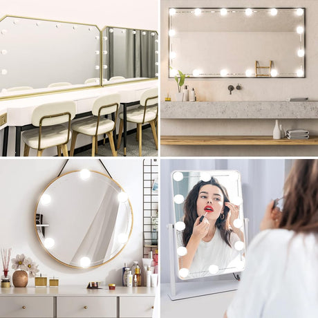 Hollywood Mirror Lights Makeup Vanity Lights, LED Vanity Mirror Lights Kit for Dressing Table, Dimmable and Adapter Plug in, Mirror Not Included (16 Bulbs Natural White)