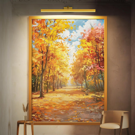Wall Picture Light, 24in Battery-Powered Gallery Light for Artwork, CCT Dimmable Rechargeable Battery Wall Lamp with Remote Control for Living Room, Gallery, and Dartboard (Gold)
