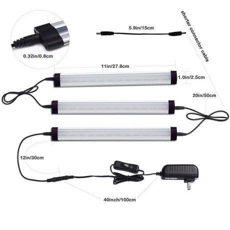 Dimmable Led Under Cabinet Lighting Bar Linkable Kits with Rocker Switch Under Counter Kitchen,Showcase,Shelf Lighting(3 Panel Kits Cold White)