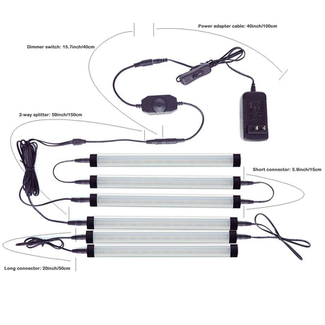 Dimmable Led Under Cabinet Lighting Bar Linkable Kits with Rocker Switch Under Counter Kitchen,Showcase,Shelf Lighting(8 Panel Kits Cold White)