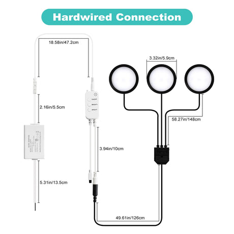 3 Pack Smart Under Cabinet Lights Hardwired,Dimmable LED Light for Kitchen Under Cabinet with Alexa Google Remote APP Control for Under Counter Lights for Cabinet Closets(Warm White)