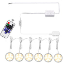 Linkable Under Cabinet LED Lighting 12V Dimmable Puck Lights Hardwired with Wireless RF Remote Control for Kitchen Mood Lighting(6 Lights, Warm White)