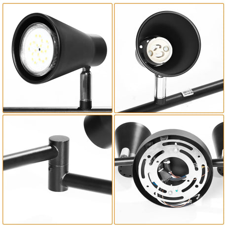 Flexible Track Lighting Fixture, Foldable Ceiling Spot Light with Adjustable 8 Light Heads, GU10 Track Light Kit for Kitchen Bedroom Living Room Matte Black (Bulbs Not Included)