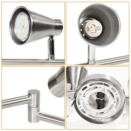 LED 8 Light Track Lighting Fixture Flexible, Adjustable Ceiling Spot Light with GU10 Track Light Head, Accent Lighting Foldable Swing Arm Brushed Nickel(Bulbs Not Included)