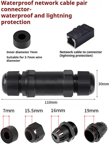 Starlink Ethernet  Connector,RJ45 Coupler, Ethernet Female to Female Extender with Lightning Protection and IP68 Waterproof,CAT8/CAT7/CAT6/CAT5E Cables
