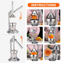 Manual Juicer Press | Stainless Steel, Commercial Grade & Easy to Clean, Hand Press for Citrus/Orange, Professional Fruit Squeezer, Silver