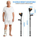 Pair of Adjustable Forearm Crutches for Adults, Lightweight Portable Walking Crutches with Spring Cushioning Design, Black