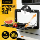 Aumerage Aluminium Folding Caravan Table – Lockable, Space-Saving Portable Table with 50kg Capacity, Black