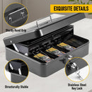 Lockable Cash Box with Coin Tray – Durable Metal Money Box with Key Lock for Bills & Change – Blue