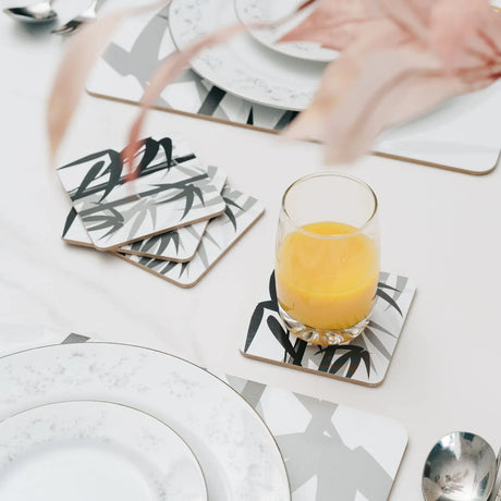 8 Pcs Clevinger MDF Placemats and Coasters Bamboo