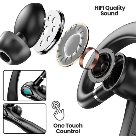 Wireless Bluetooth 5.3 Earpiece Single-Ear Headset Hands-Free Earphones in Mic
