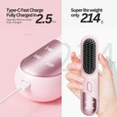 Cordless Hair Straightener Brush Portable Mini Ionic Straightening Comb 4000mAh-Purple