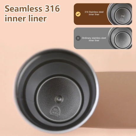 450ml Thermal LED Temperature Display Smart Coffee Cup Insulated Drink Tumbler-Brown