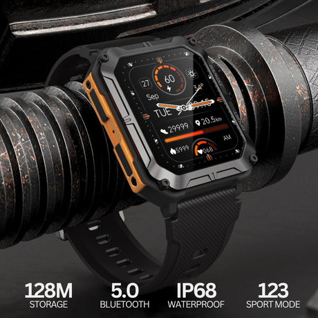 Njord Gear Indestructible Tactical Smartwatch – Military Grade & Rugged - Orange