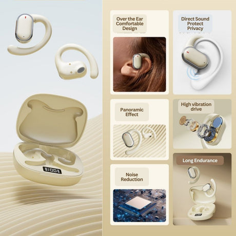 Bluetooth 5.3 Wireless Earbuds Deep Bass Over Ear - White