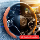 2Pcs Soft Breathable Anti-Slip Faux Leather Steering Wheel Protector Car Cover- Black