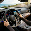 2Pcs Soft Breathable Anti-Slip Faux Leather Steering Wheel Protector Car Cover- Black