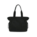 Lightweight Nylon Shopper Tote Bag 18L Side-Cinch Shoulder Bag - Black