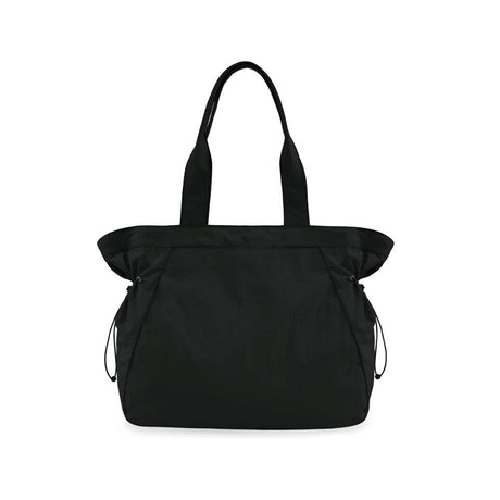 Lightweight Nylon Shopper Tote Bag 18L Side-Cinch Shoulder Bag - Black