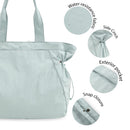 Lightweight Nylon Shopper Tote Bag 18L Side-Cinch Shoulder Bag - Mint
