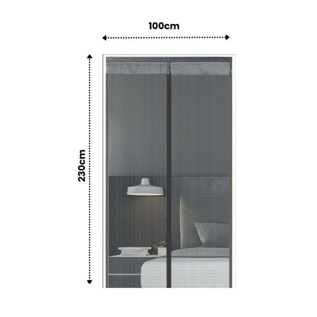 Extra Durable Magnetic Fly Screen Door Anti Mosquito Screen Mesh Curtain Grey-100x230cm