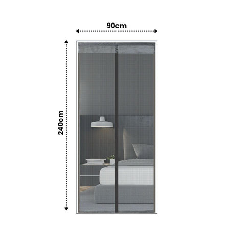 Extra Durable Magnetic Fly Screen Door Anti Mosquito Screen Mesh Curtain Grey-90x240cm