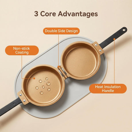 Double Sided Pancake Maker Flip Pan Non-Stick Omelette Egg Frying Pan 15cm