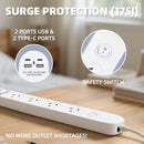 6 Outlet Powerboard With Surge Protection and Dual USB Charger 1M Lead Cable