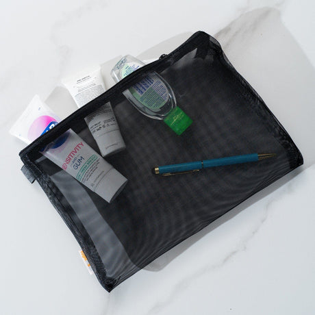 3 Pcs Zipper Travel Cosmetic Mesh Bag Set