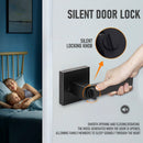 Matte Black Privacy Door Lever Handles with Keys, 2 Pack Heavy Duty Interior Door Lockset, Adjustable 60/70mm Backset, Reversible for Bedroom Bathroom Home Office