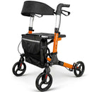 Foldable Aluminium Rollator Walker With Seat & Storage Bag, Adjustable Handles, 8" Wheels, Lightweight Walking Frame(66x60x93cm)