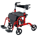 2-in-1 Foldable Aluminium Rollator Walker with Seat, Adjustable Handles, Storage Bag, 136kg Capacity(97x85x95cm)