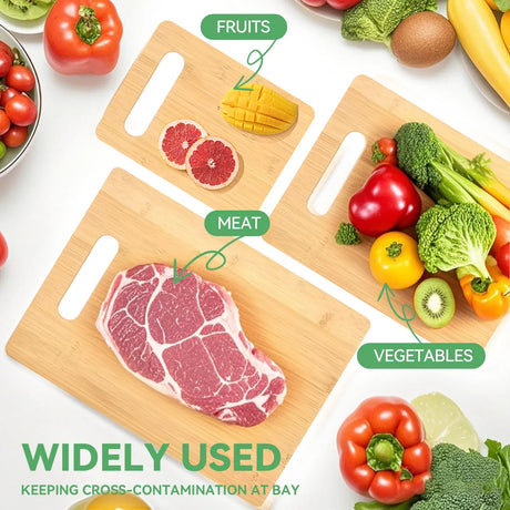 3 Pcs Bamboo Cheese Cutting & Serving Chopping Board Set