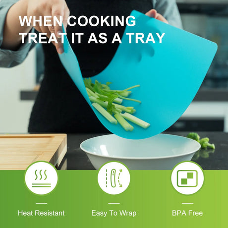 Bamboo Chopping Board with 5 Pcs Color-Coded Flexible Cutting Mats