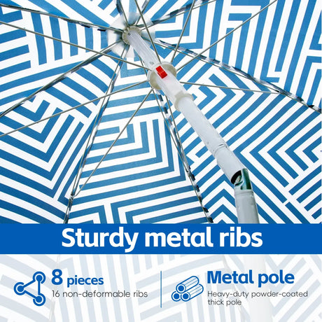 Lazy Dayz 1.8m Tiltable Beach Umbrella with Carry Bag - Makena