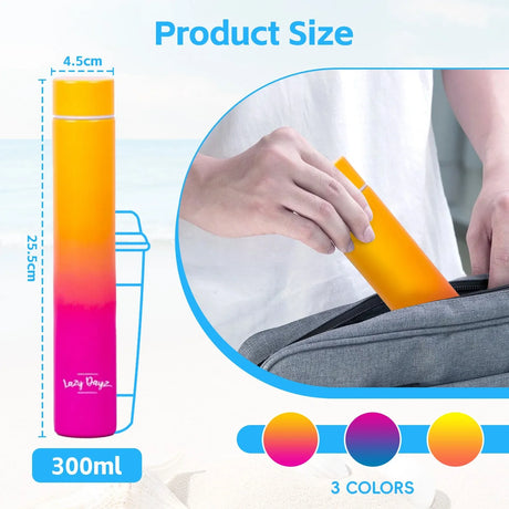 Lazy Dayz Slimline Drink Bottle 300ml - Orange Pink Ombre