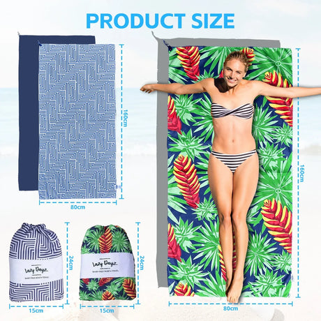 Lazy Dayz Quick Drying Sand Free Beach Towel - Makena