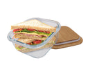2 Pcs Bamboo?Cover Food Containers – Medium  & Large, Clear Glass, Plastic?Free