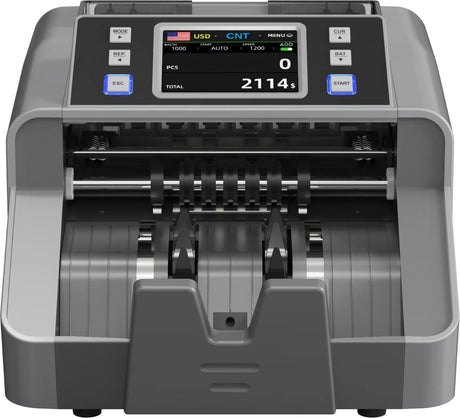 Mixed Denomination Money Counter with Counterfeit Detection, Touch Screen, and CIS/UV/MG/IR/MT, USD, AUD, EUR, CAD Cash Counter for Business, Merchant