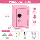 Lockable Metal Money Box, Cash & Coin Storage Box with Key Lock, Compact Piggy Bank for For Kids & Adults, Office & Small Valuables
