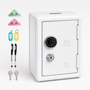 Lockable Metal Money Box, Cash & Coin Storage Box with Key Lock, Compact Piggy Bank for For Kids & Adults, Office & Small Valuables-White