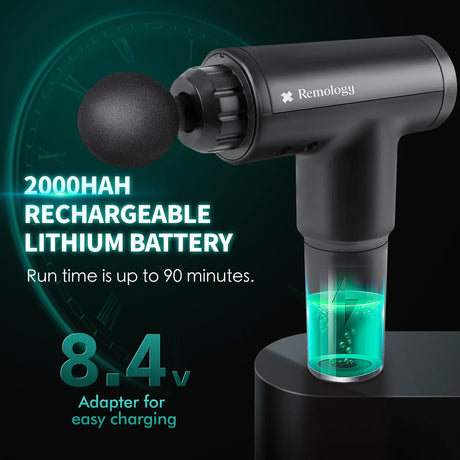 Remology Impact Massage Gun – 6 Speed Deep Tissue Muscle Massager with 4 Interchangeable Heads, Rechargeable Handheld Body Massager for Gym & Home