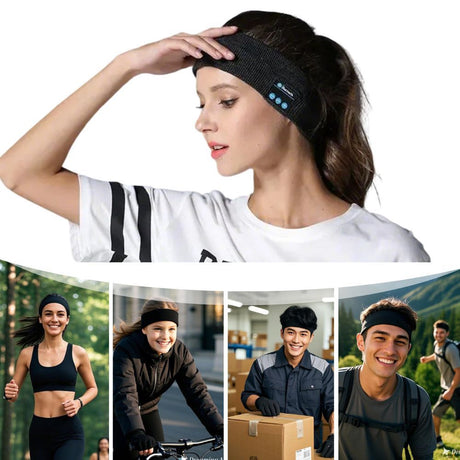Headset Bluetooth 5.0 Wireless Stereo Earbud Headphone Sports Headband w/Mic-Grey