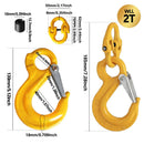 2SETS 2T Sling Hook With Hammerlock Heavy Duty Safety Latch Swivel Winch Hook For Trailer Safety Chain-Yellow
