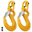 2SETS 2T Sling Hook With Hammerlock Heavy Duty Safety Latch Swivel Winch Hook For Trailer Safety Chain-Yellow