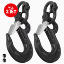 2SET 3.15T Sling Hook Heavy Duty Hammerlock/Slip Hook Kit With Swivel Winch & Safety Latch-Black